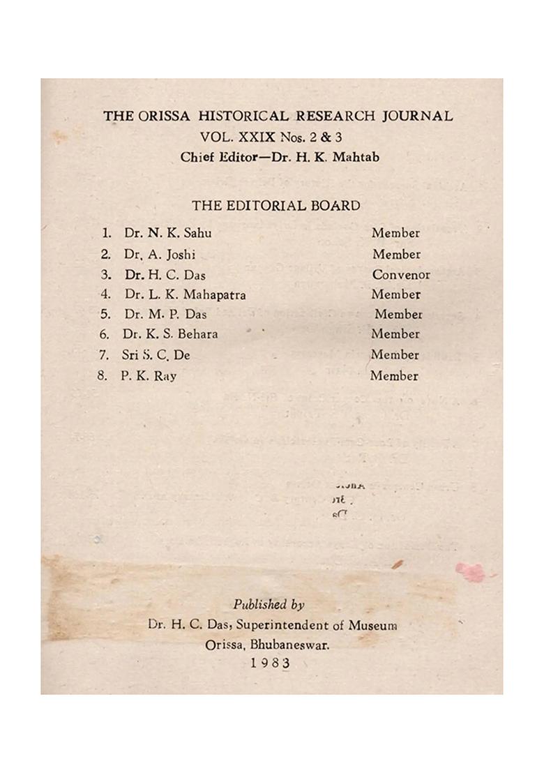 The Orissa Historical Research Journal Vol. Xxix. Nos. 2 & 3 Including Articles On Urban Centres In Ancient Orissa And Gita Govinda In Oriya Language (An Old And Rare Book) - Indya