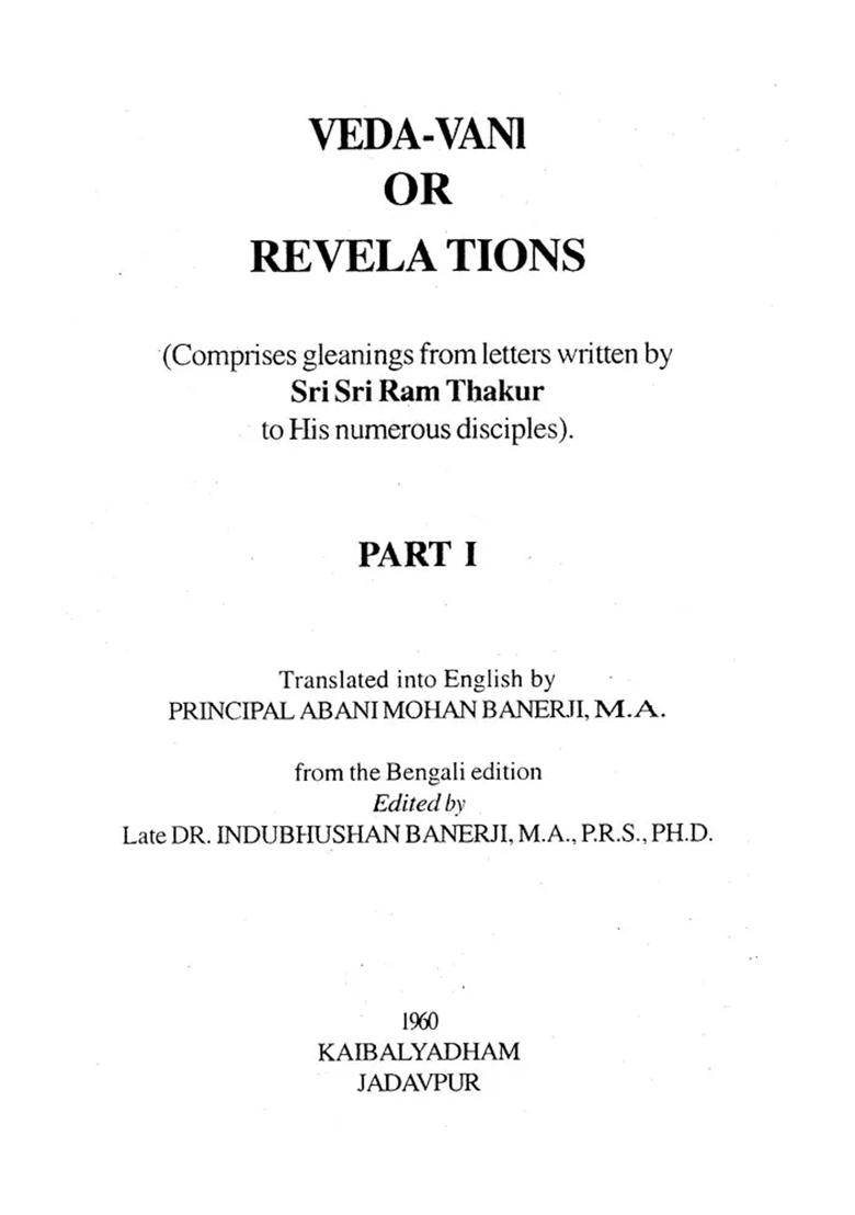 Veda-Vani Or Revelations (Set Of 3 Volumes) - Indya