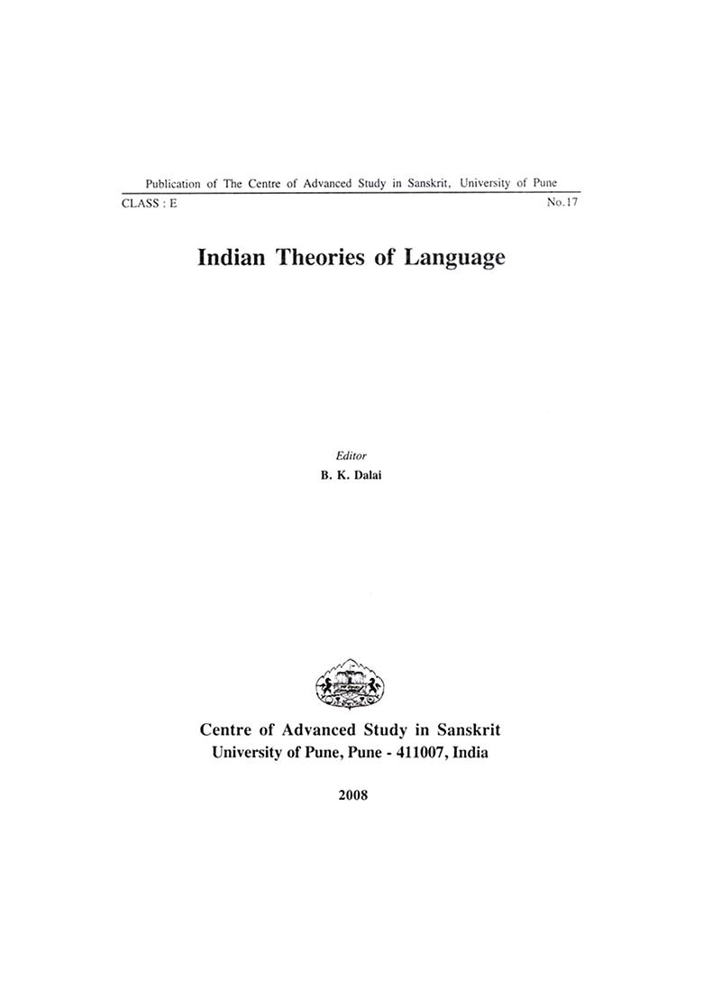 Indian Theories Of Language (An Old And Rare Book) - Indya