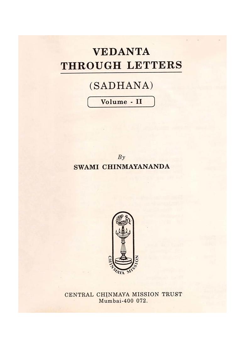 Vedanta Through Letters (Sadhana) Vol- 2 - Indya