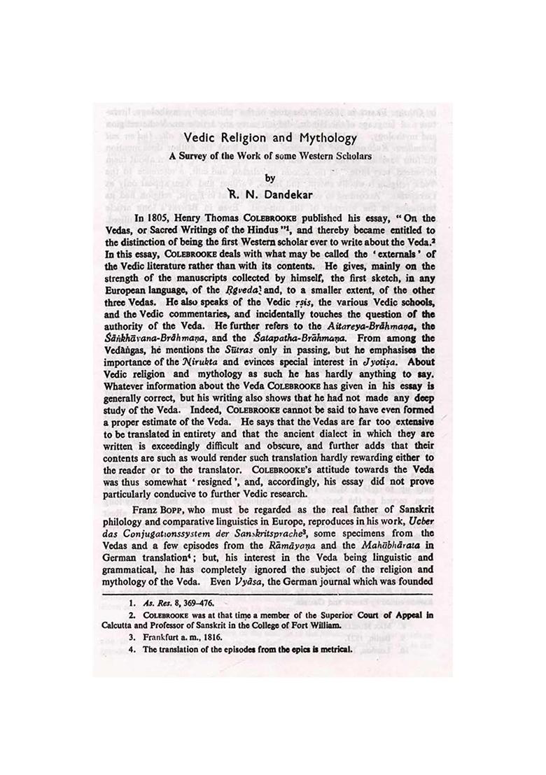 Vedic Religion And Mythology (A Survey Of The Work Of Some Western Scholars) An Old And Rare Book - Indya