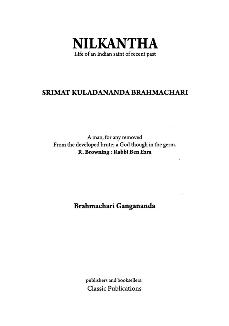 Nilkantha (Life Of An India Saint Of Recent Past) - Indya
