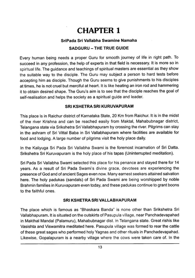 The Divine Glory Of Sri Pada Sri Vallabha - Indya