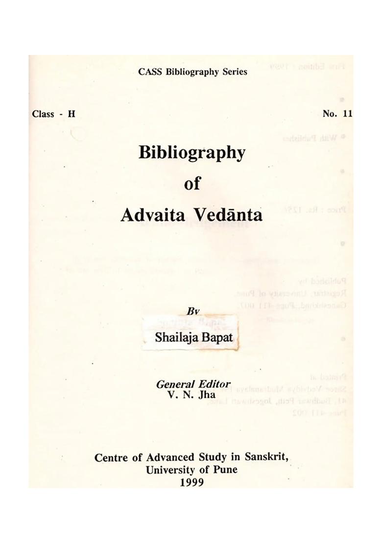 Bibliography Of Advaita Vedanta (An Old And Rare Book) - Indya
