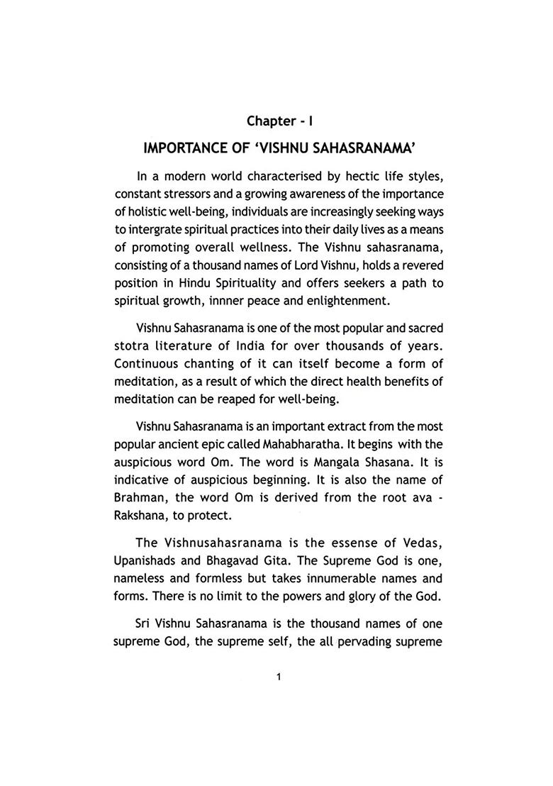 Importance Of Vishnu Sahasranama With Meaning Of Thousand Names,Purva Peetika, Phalashruti & Stotra - Indya