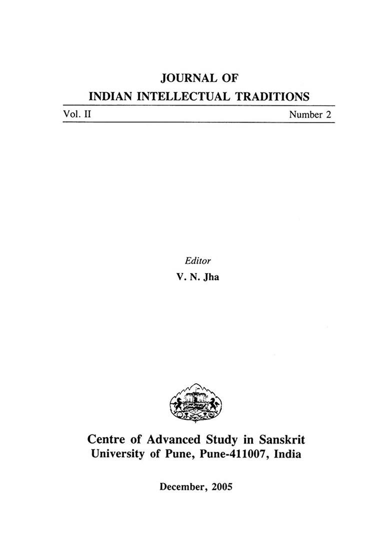 Journal Of Indian Intellectual Traditions Including Articles On Nimbarka Philosophical Tradition And Traditions Of Pracina Nyaya - Indya