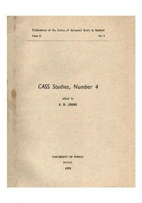 Cass Studies, No 4 Including Articles On Vedic Soma And Non-Paninian Systems Of Sanskrit Grammar (An Old And Rare Book)
