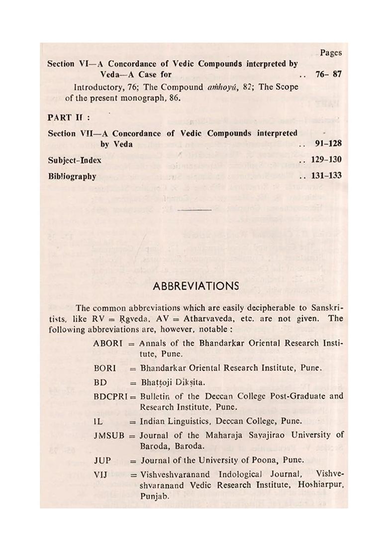 A Concordance Of Vedic Compounds Interpreted By Veda: Volume- 1 (An Old And Rare Book) - Indya