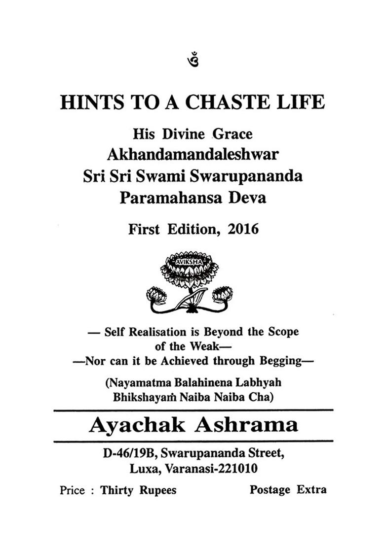 Hints To A Chaste Life - Indya