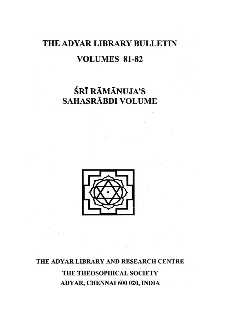 The Ultimate Book On Sri Ramanuja - Indya