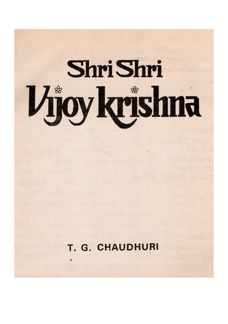 Shri Shri Vijoy Krishna (An Old And Rare Book) - Indya