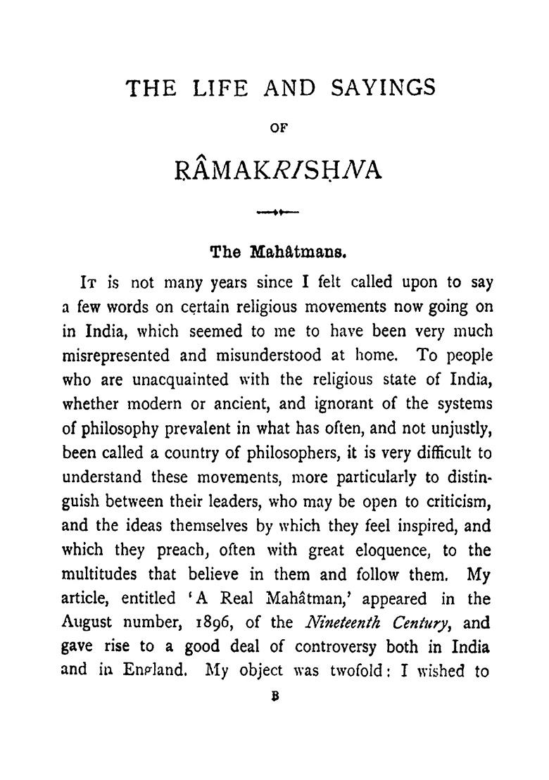 Ramakrishna His Life And Sayings - Indya