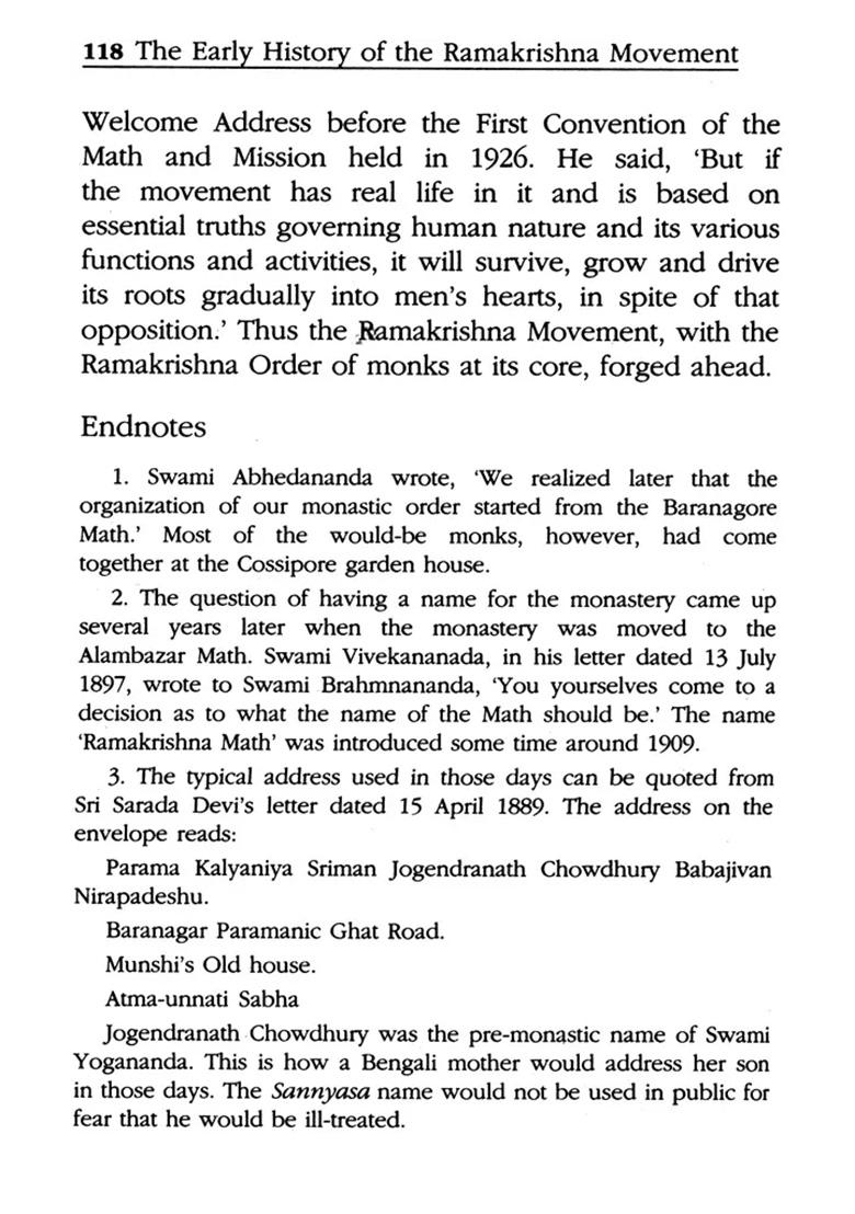 The Early History Of The Ramakrishna Movement - Indya