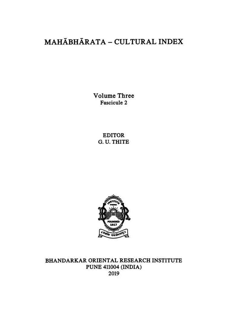 Mahabharata- Cultural Index (Volume-3, Fascicule 2) - Indya