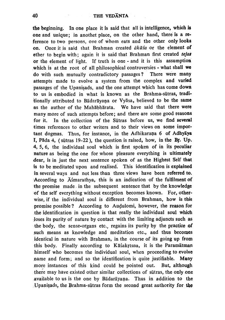 The Vedanta (A Study Of The Brahma - Sutras With The Bhasyas Of Samkara, Ramanuja, Nimbarka, Madhva And Vallabha) - Indya