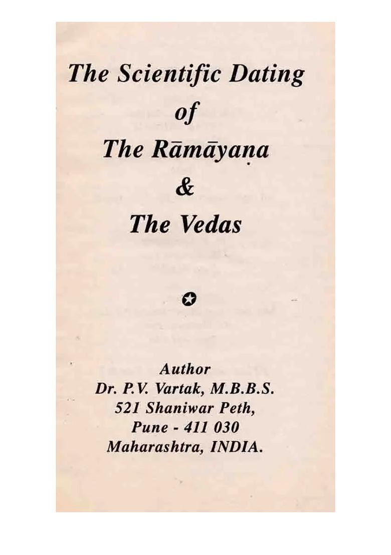 The Scientific Dating Of The Ramayana And The Vedas (An Old And Rare Book) - Indya