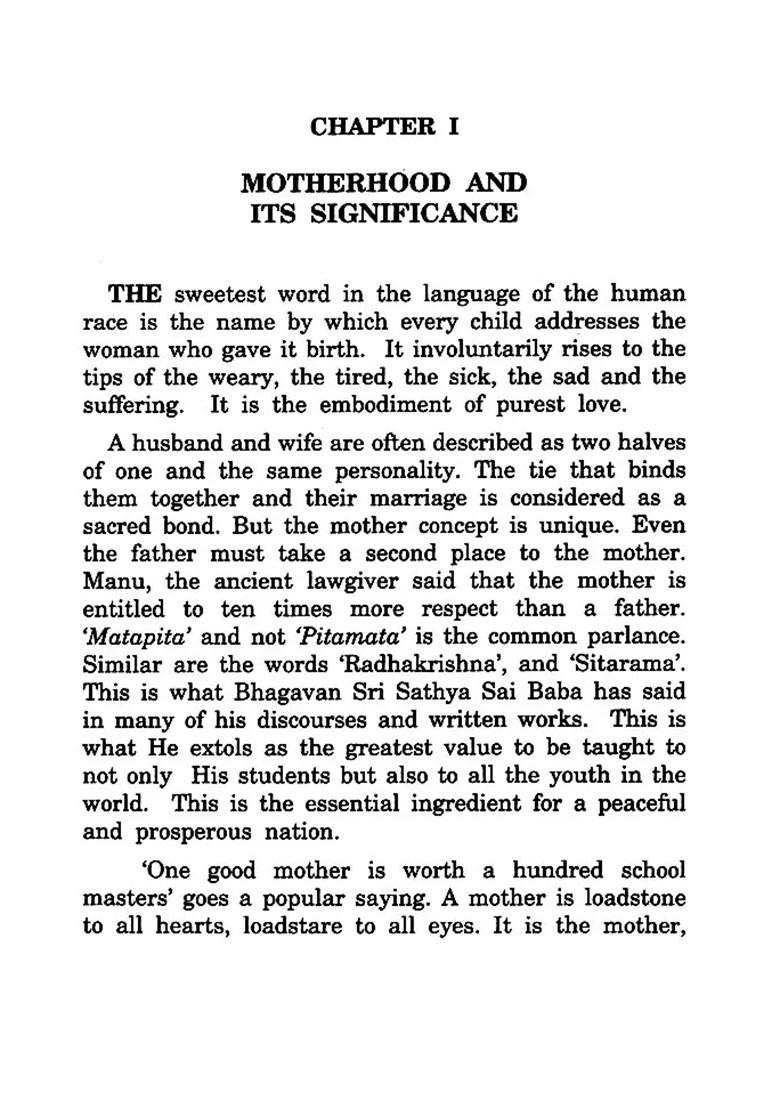 Bhagavan Sri Sathya Sai Baba On The Role Of Mother - Indya