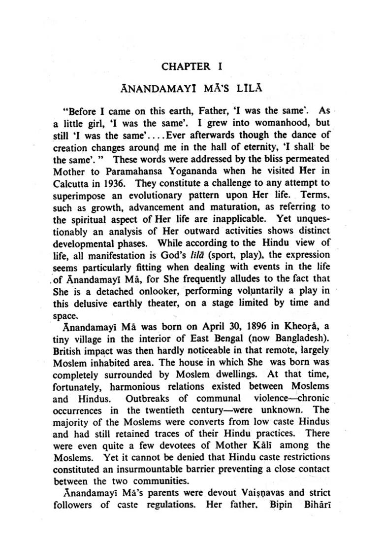 Life And Teaching Of Sri Anandamayi Ma - Indya