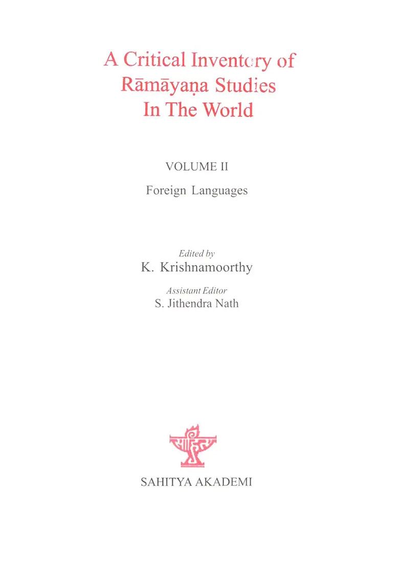 A Critical Inventory Of Ramayana Studies In The World - Indya