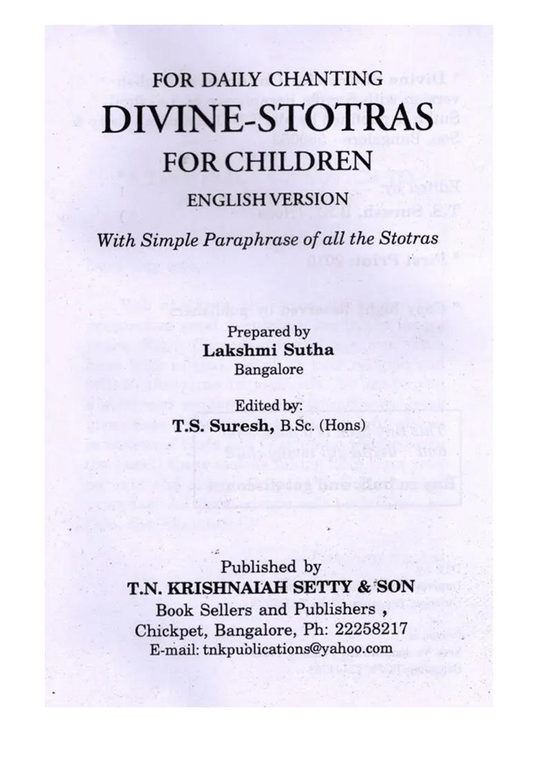 For Daily Chanting- Divine-Stotras For Children (In Roman With Translation) - Indya