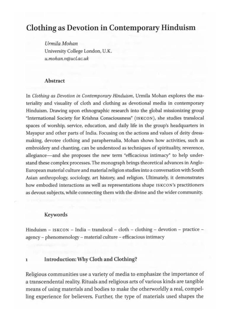 Clothing As Devotion In Contemporary Hinduism - Indya