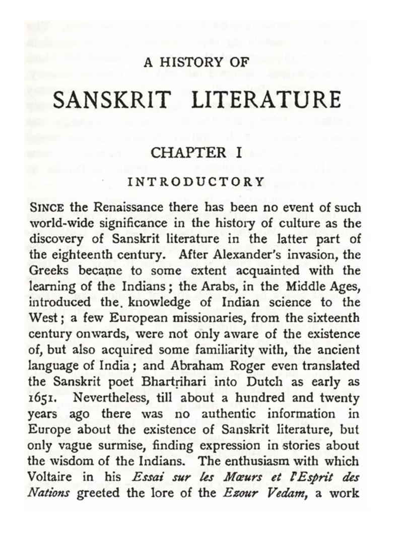 A History Of Sanskrit Literature - Indya