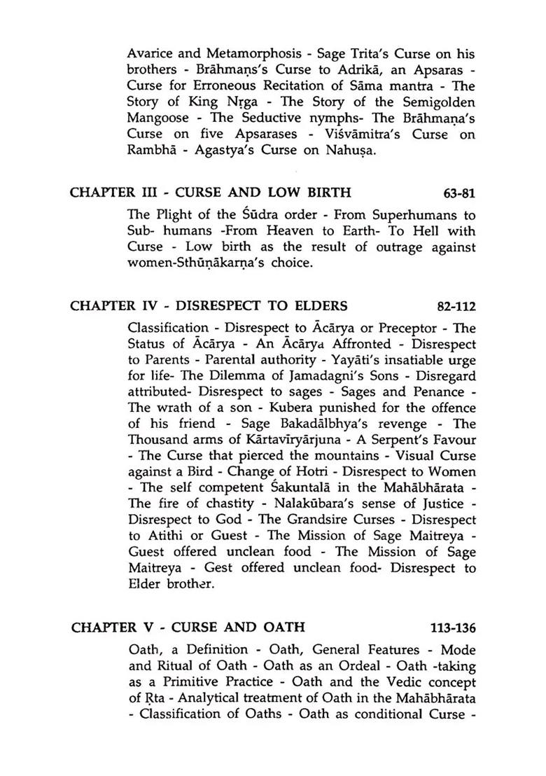 Curse As A Motif In The Mahabharata - Indya