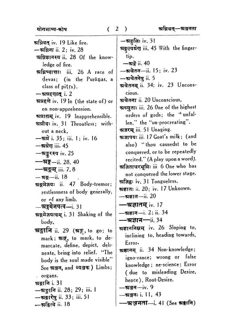 A Concordance Dictionary To The Yoga Sutras Of Patanjali And The Bhashya Of Vyasa - Indya