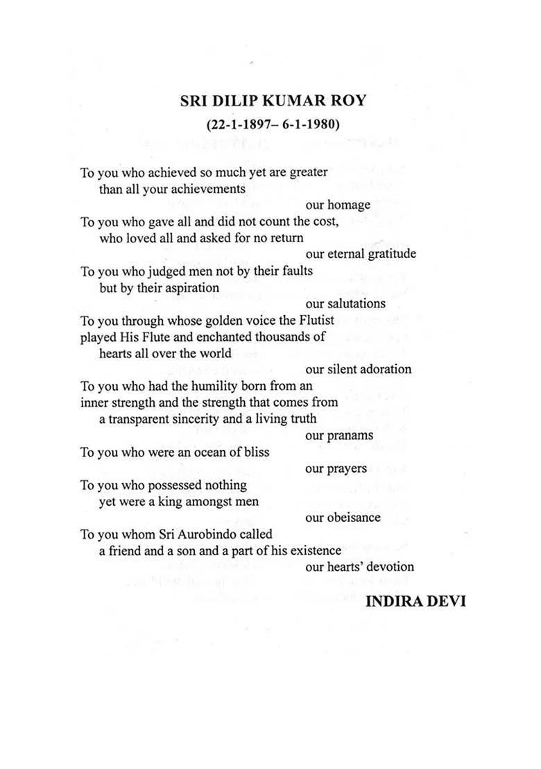 Varan Malika - A Garland Of Homage To Sri Dilip Kumar Roy And Smt. Indira Devi - Indya