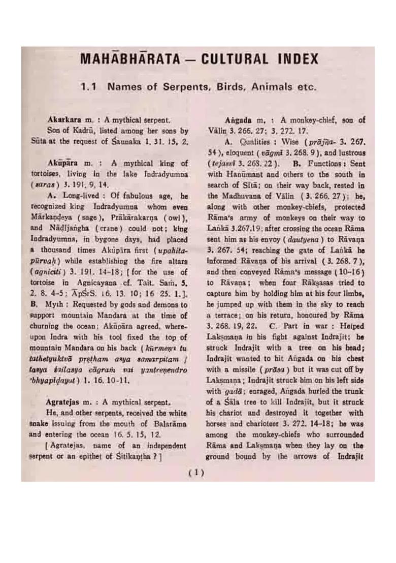 Mahabharata- Cultural Index (Set Of 2 Volumes, Fascicules 1 To 4) An Old And Rare Book - Indya