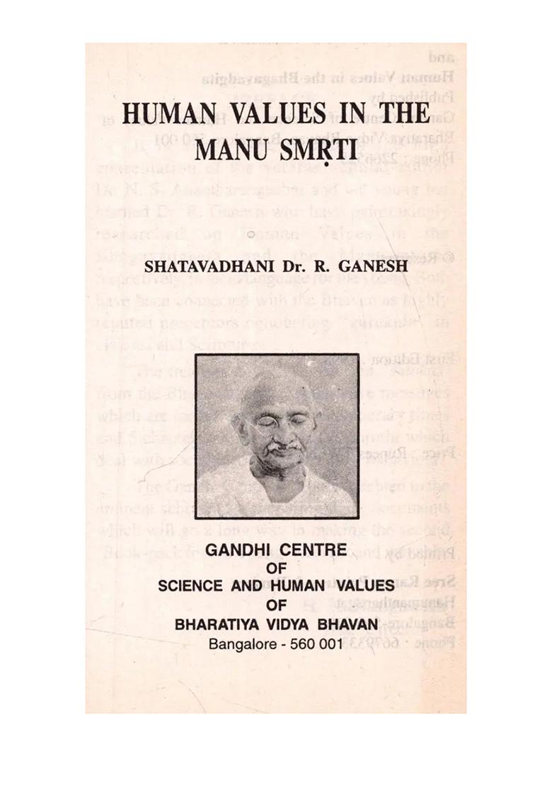 Human Values In The Manusmrti And Human Values In The Bhagavadgita (An Old And Rare Book) - Indya