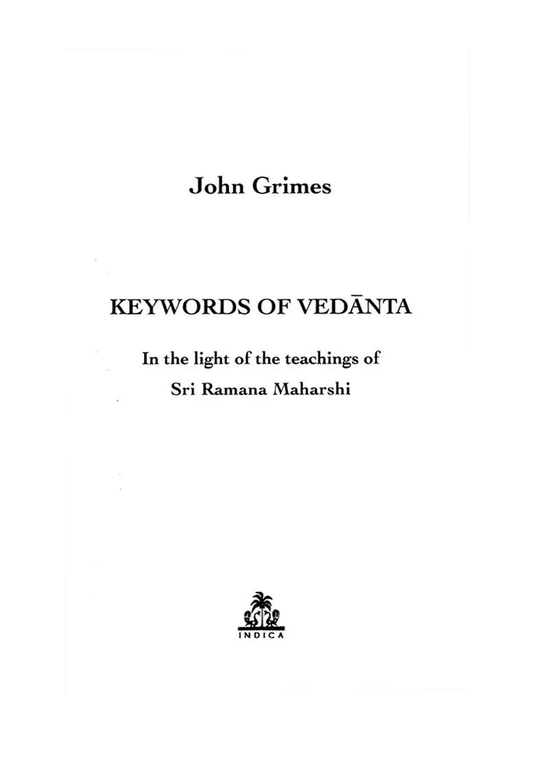 Keywords Of Vedanta In The Light Of The Teachings Of Sri Ramana Maharishi - Indya