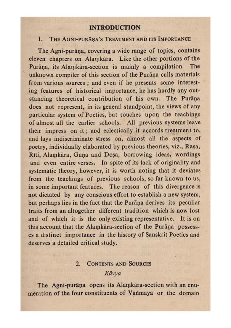 The Alamkara-Section Of The Agni-Purana (An Old And Rare Book) - Indya