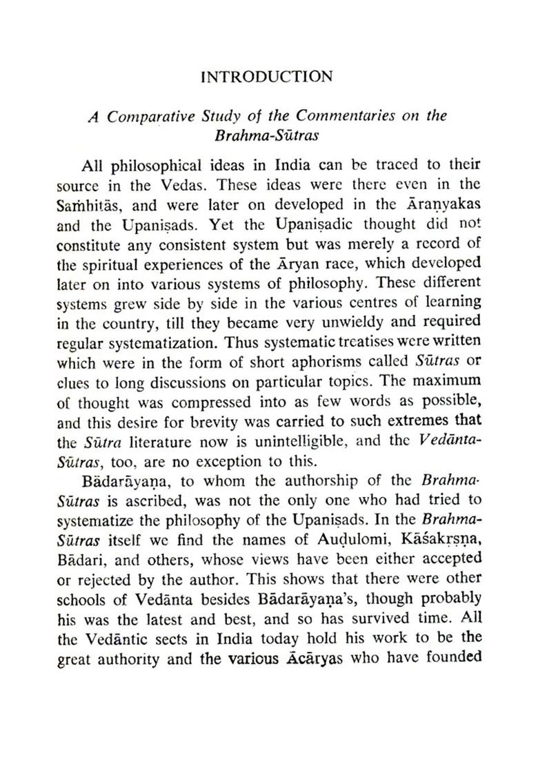 Brahma Sutras (With Text, English Rendering, Comments According To Sri-Bhasya Of Sri Ramanuja, And Index) - Indya