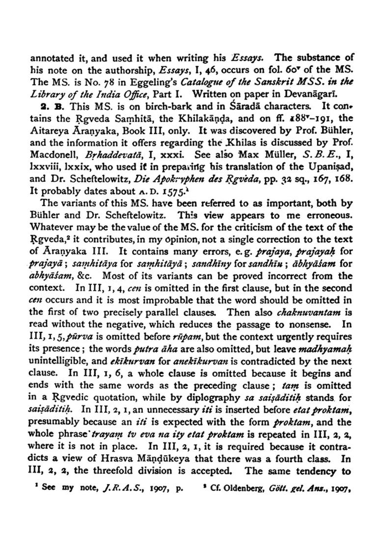 The Aitareya Aranyaka Of The Rigveda - Indya