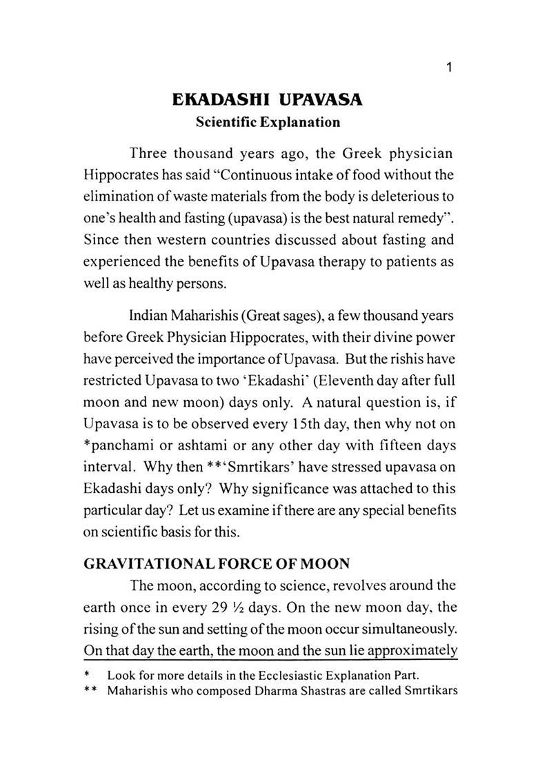 Ekadashi Upavasa- Fasting A Pathway To Spiritual Progress (With Scientific, Medical And Ecclesiastic Explanation) - Indya