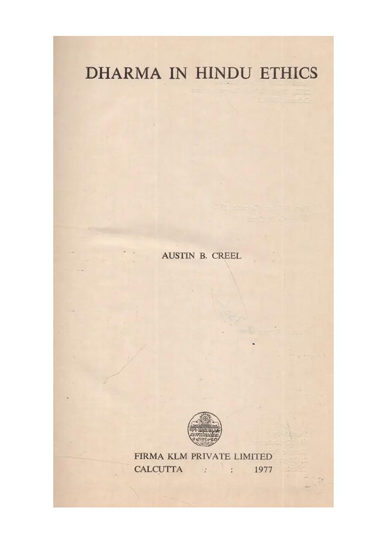 Dharma In Hindu Ethics (An Old And Rare Book) - Indya