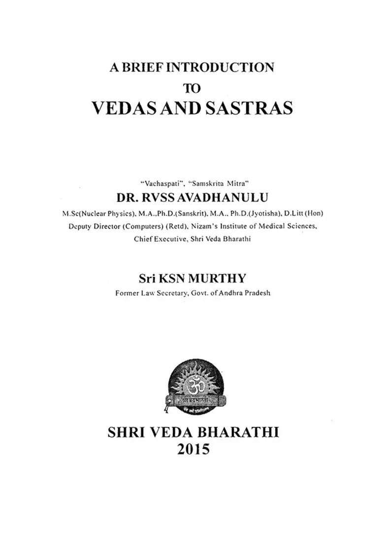 A Brief Introduction To Vedas And Sastras - Indya