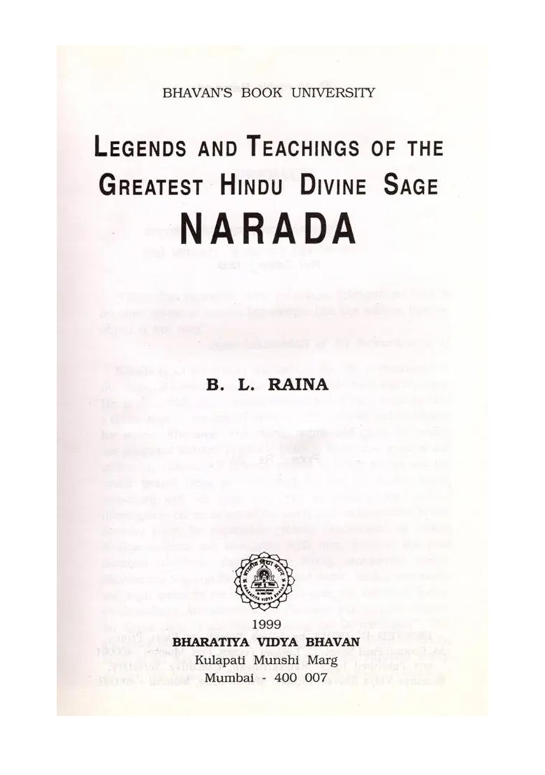 Legends And Teachings Of The Greatest Hindu Divine Sage Narada - Indya