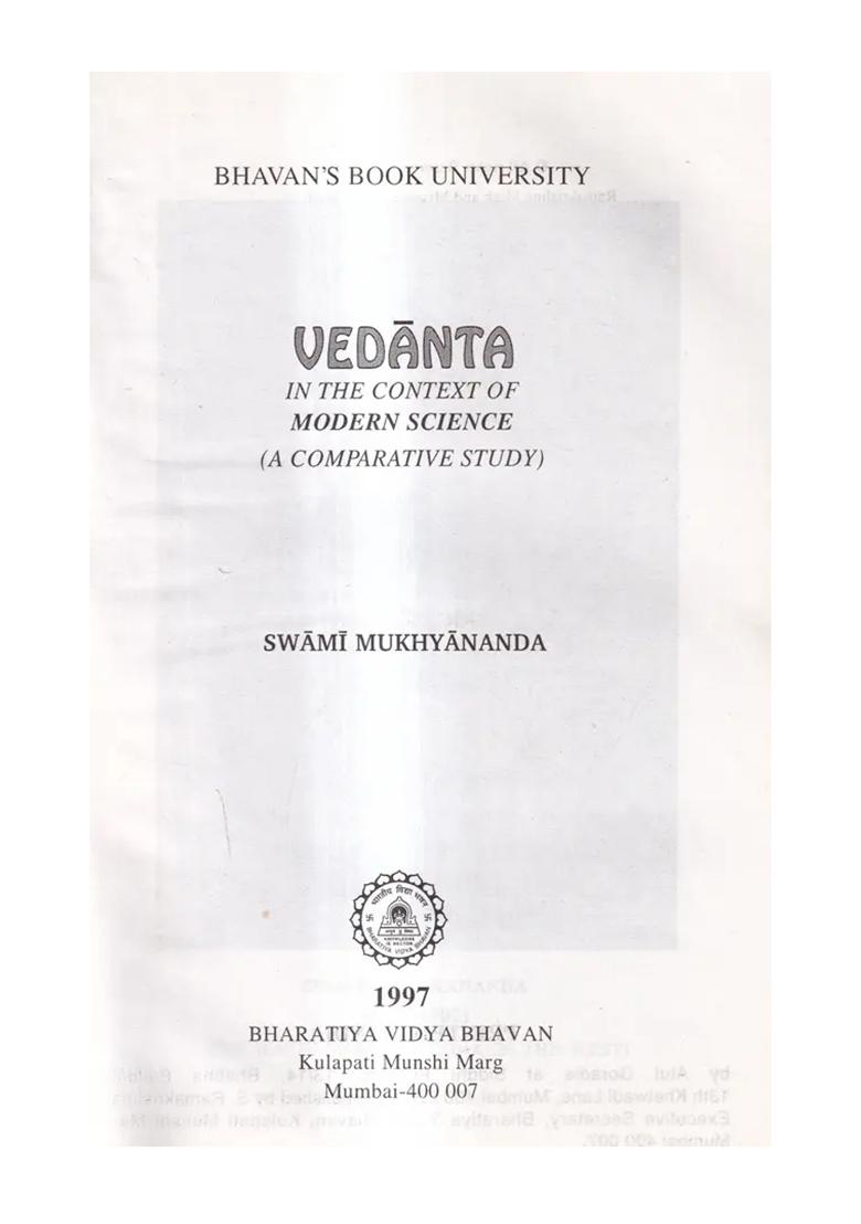 Vedanta-In The Context Of Modern Science (A Comparative Study) An Old And Rare Book - Indya