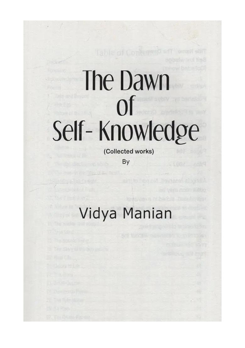 The Dawn Of Self- Knowledge: Collected Works - Indya