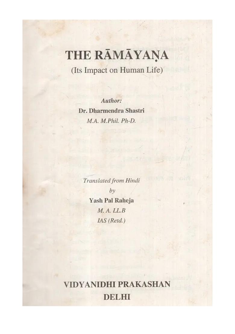 The Ramayana- Its Impact On Human Life - Indya
