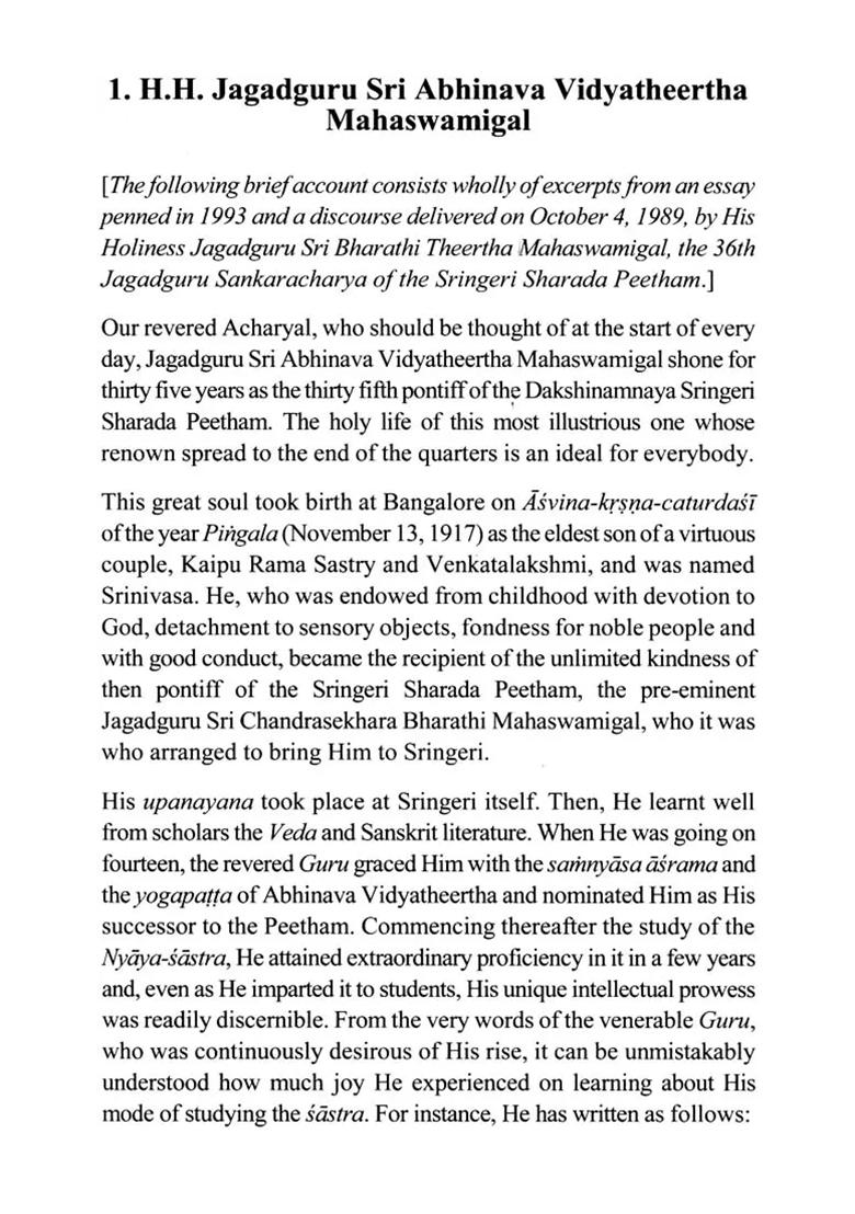 Yoga, Enlightenment And Perfection Of His Holiness Jagadguru Sri Abhinava Vidyatheertha Mahaswamigal - Indya