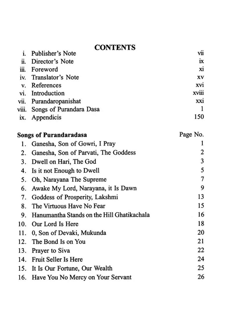 Songs Of Purandaradasa (A Translation From Kannada Into English) - Indya