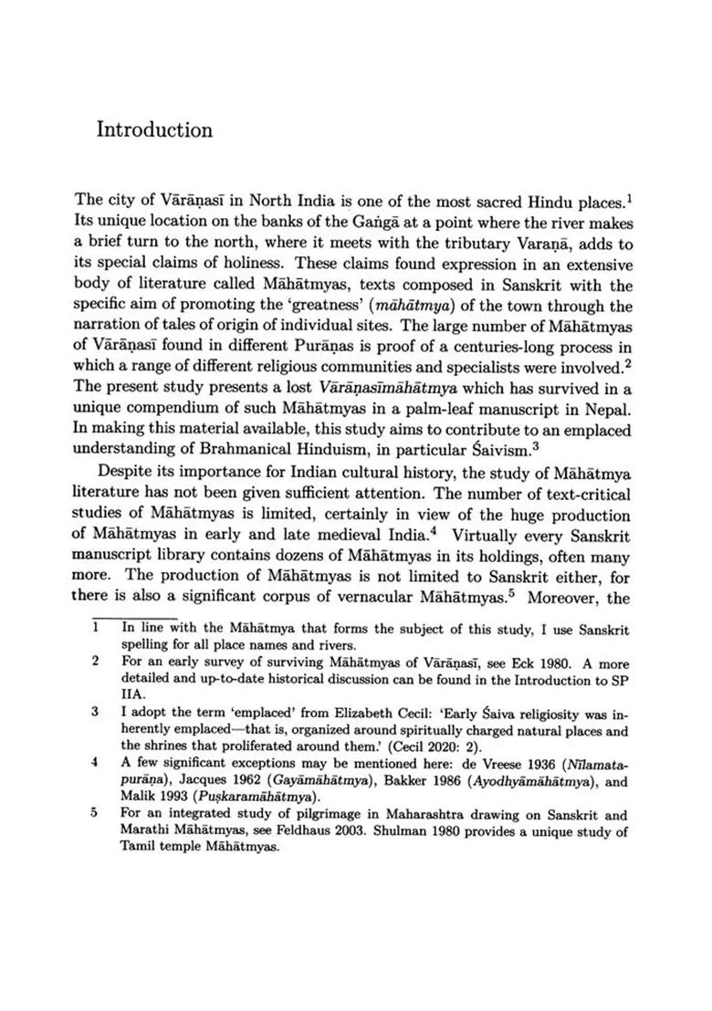 The Varanasi Mahatmya Of The Bhairavapradurbhava (A Twelfth- Century Glorification Of Varanasi) - Indya