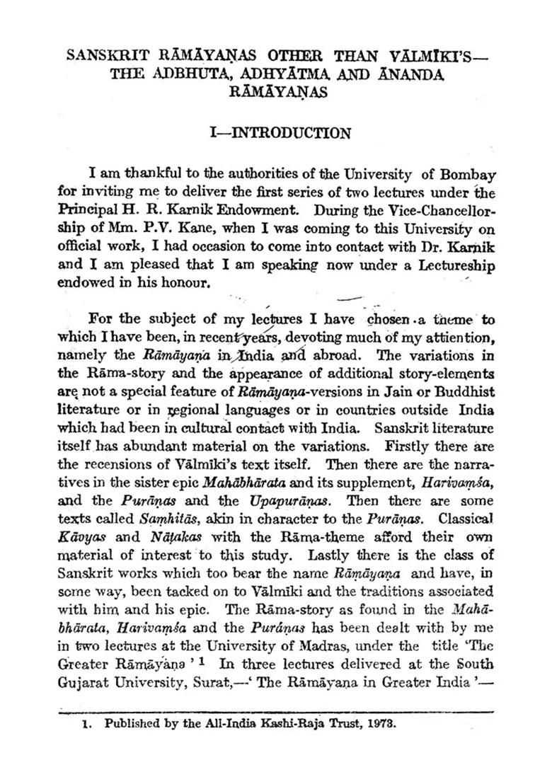 Sanskrit Ramayanas Other Than Valmiki