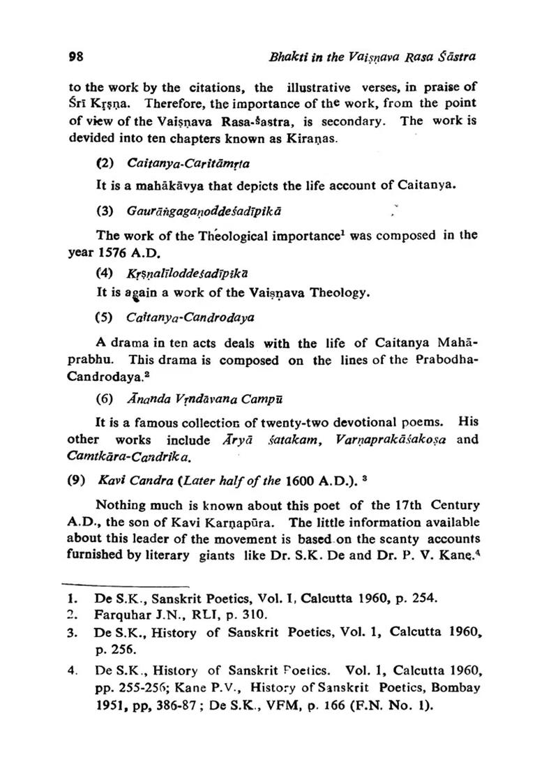 Bhakti In The Vaishnava Rasa - Sastra (An Old And Rare Book) - Indya