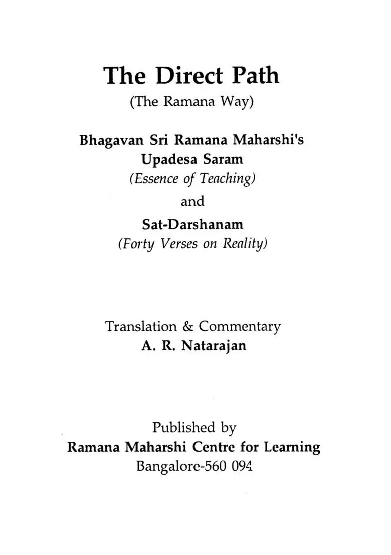 The Direct Path The Ramana Way- The Essence Of Maharshi