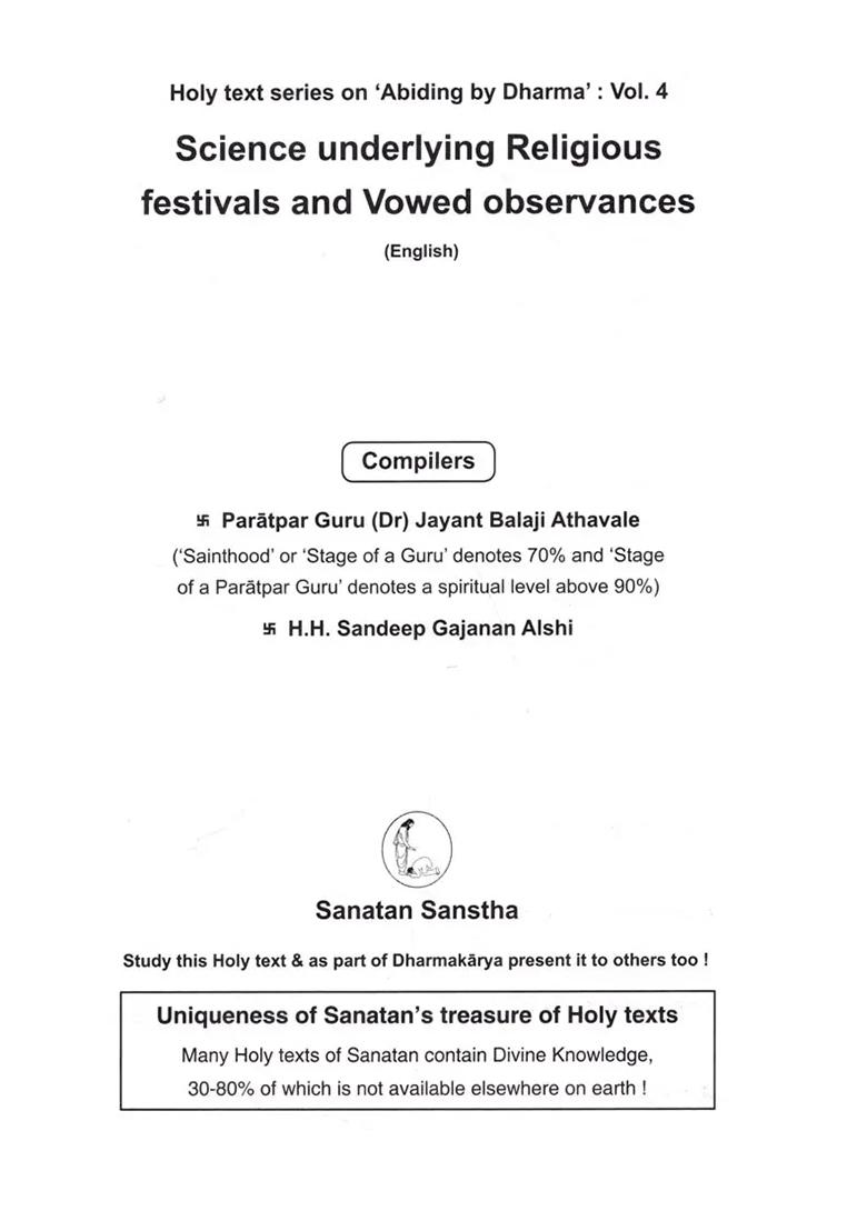 Science Underlying Religious Festivals & Vowed Observances (Volume-4) - Indya