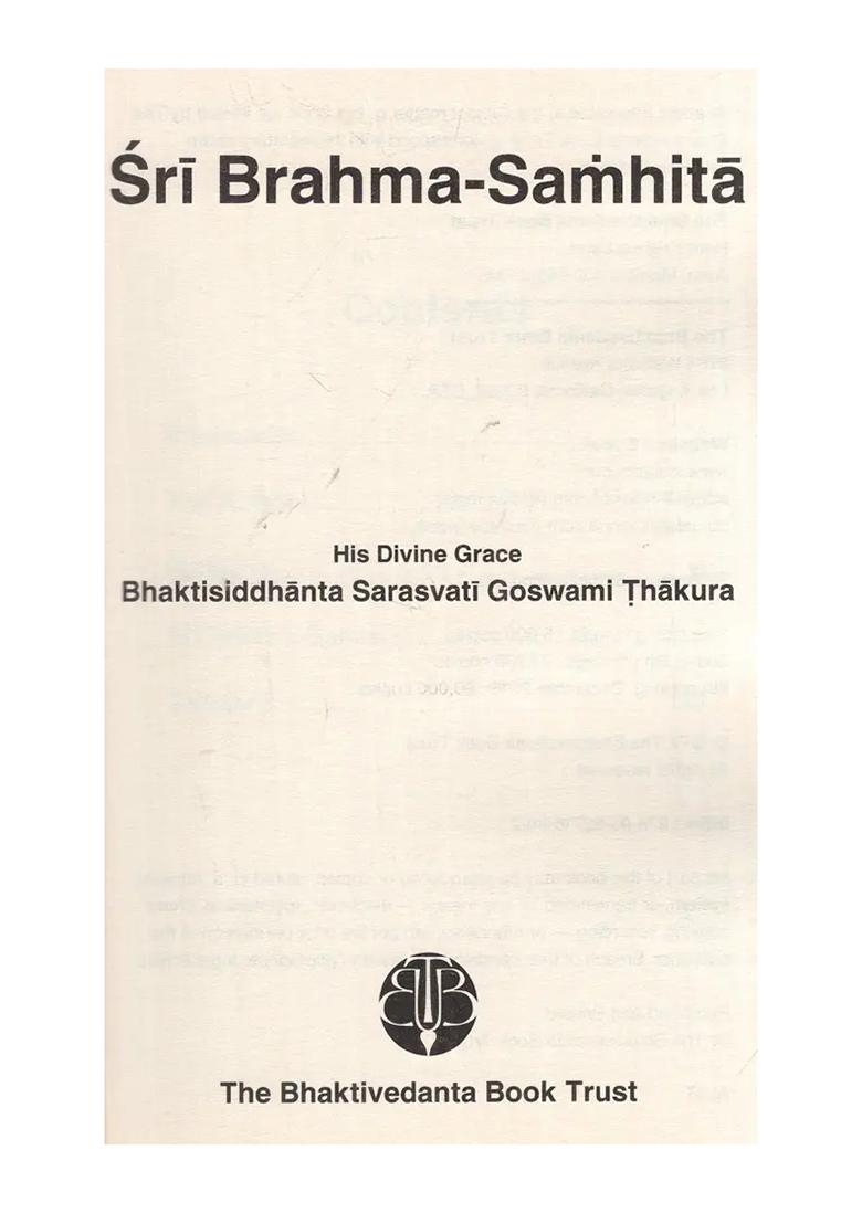 Sri Brahma-Samhita - Indya